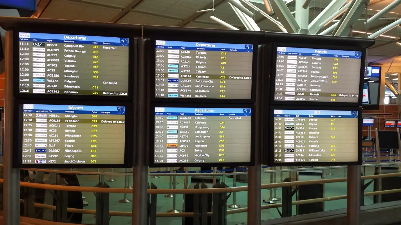 Flight information display at YVR