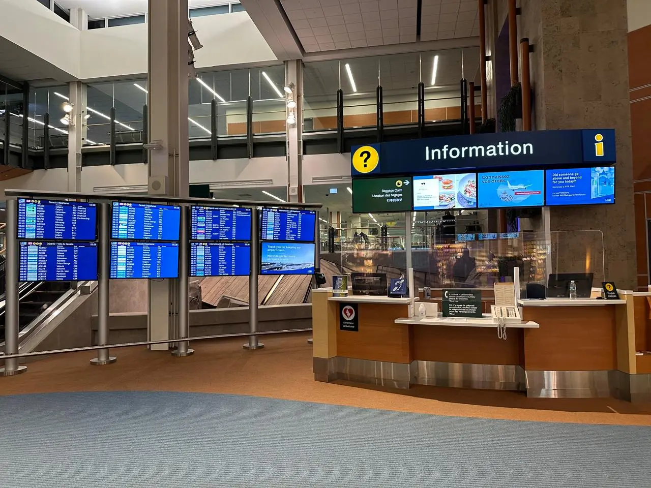 Information centre and departure displays at YVR