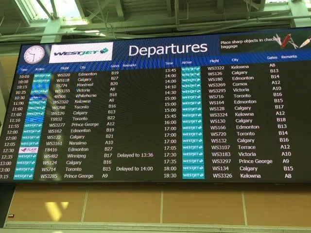 Departure displays at YVR