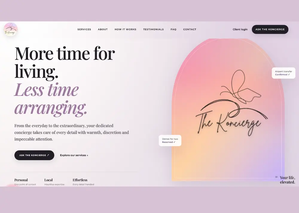 The Koncierge website preview