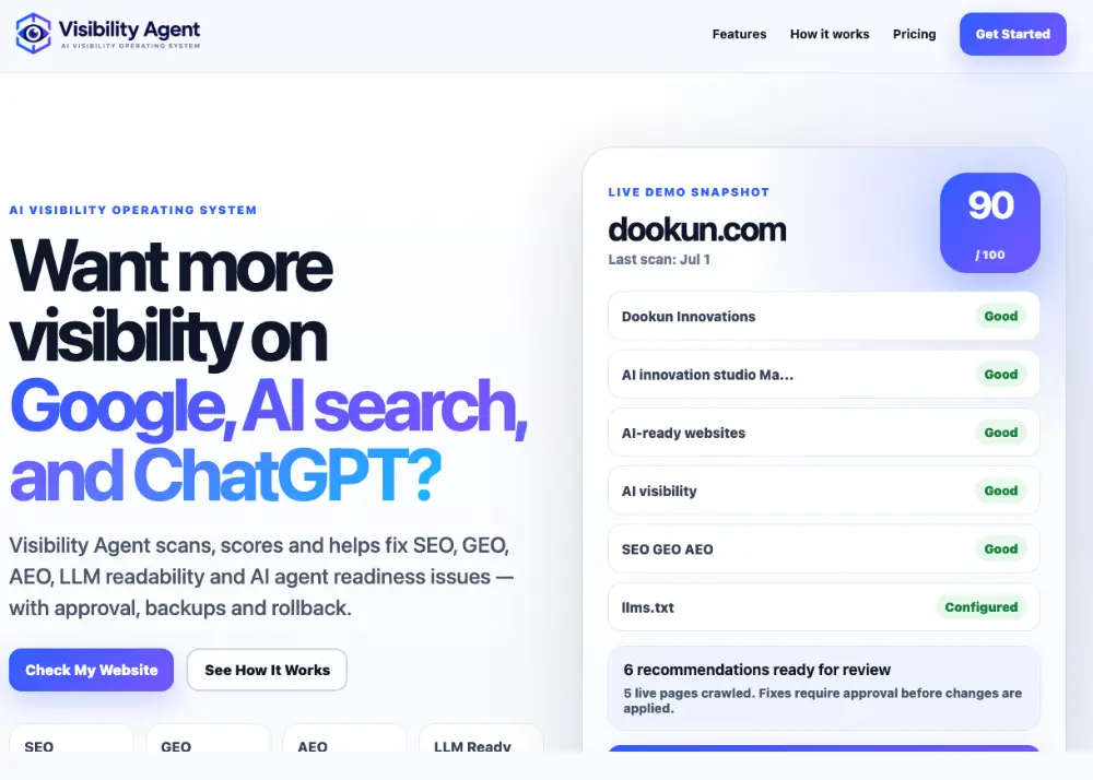 Visibility Agent website preview